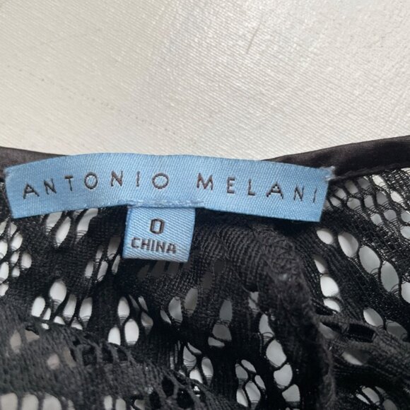 Antonio Melani Velvet Lace Sheer Panel Dress Womens 0 Black Goth Cocktail Y2K - Picture 8 of 12